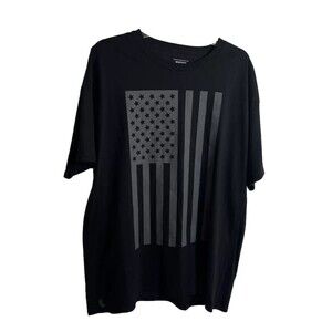 X-Large Sport Gear Black Graphic T-Shirt American Flag Crew Neck Short Sleeve